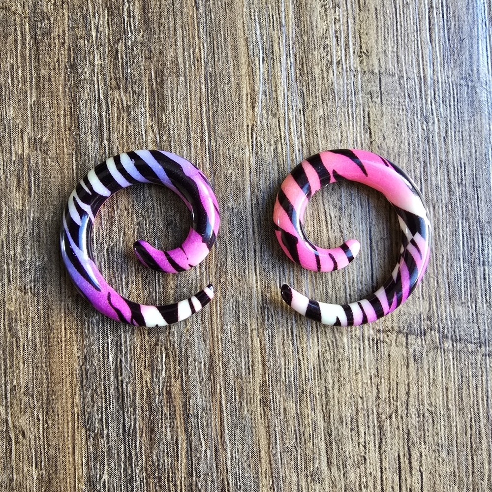 Gauge 4 Colorful Spiral Earrings